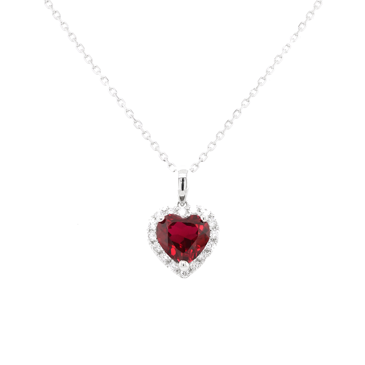 18K White Gold Recrystallized Ruby Necklace - Manila Diamond Studio