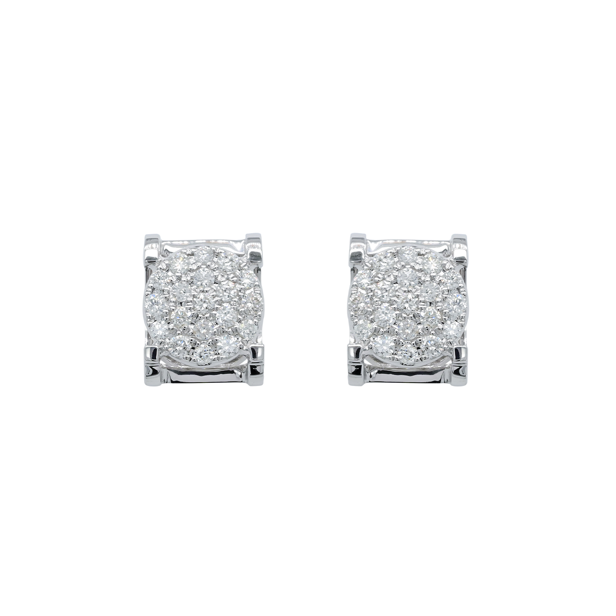 14K White Gold Round Illusion Earrings - Manila Diamond Studio